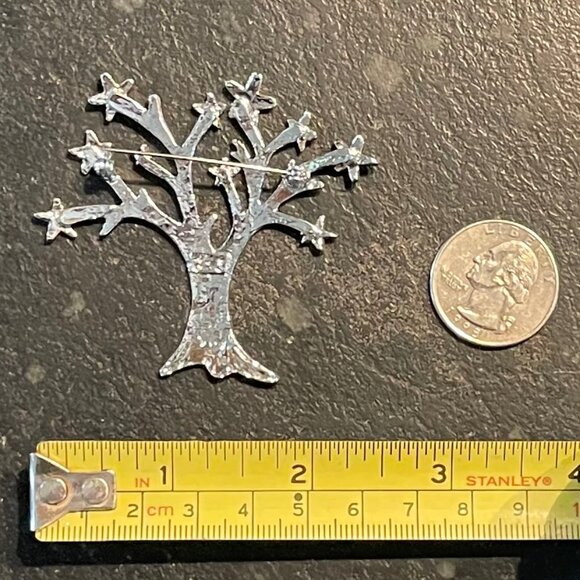 Gorgeous Starlit Treetop Silver and Gold Tone Brooch Pin - Picture 5 of 7